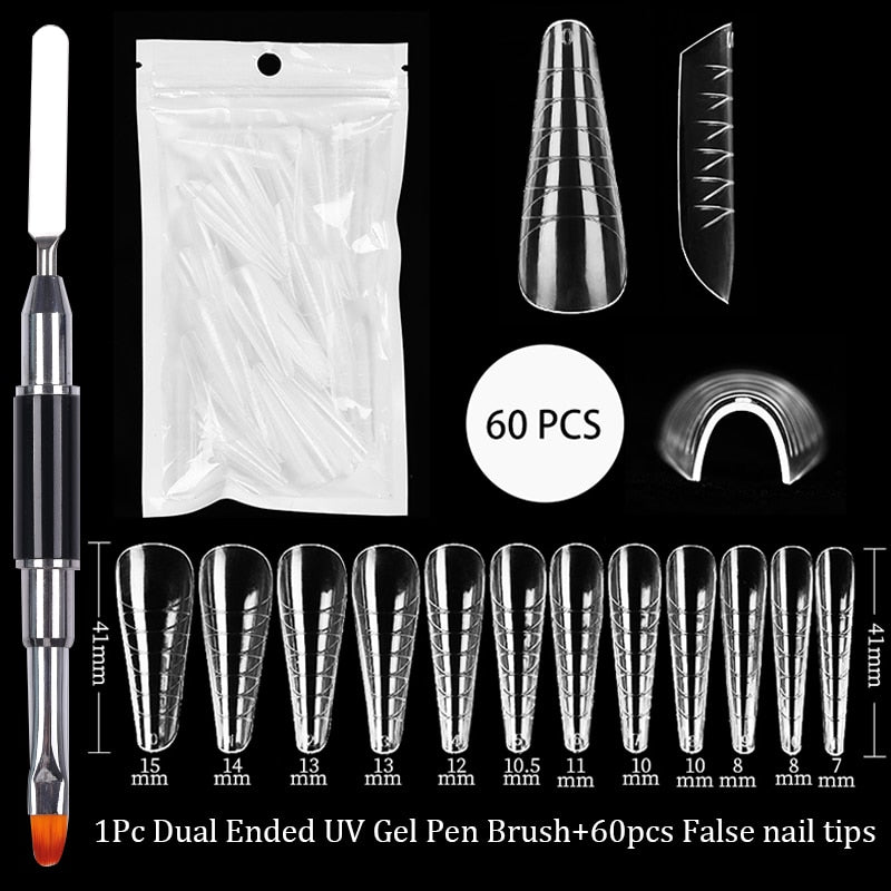 Acrylic Extension False Nail Tips Sculpted Full Cover Nail Tips Fake Finger UV Gel Polish Quick Building Mold Manicures Tool Set