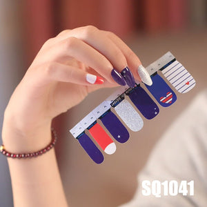 1sheet Korean Nail Polish Strips DIY Waterproof Nail Wraps Mixed Patterns Full Nail Patch Adhesive for Women Nail Art Stickers