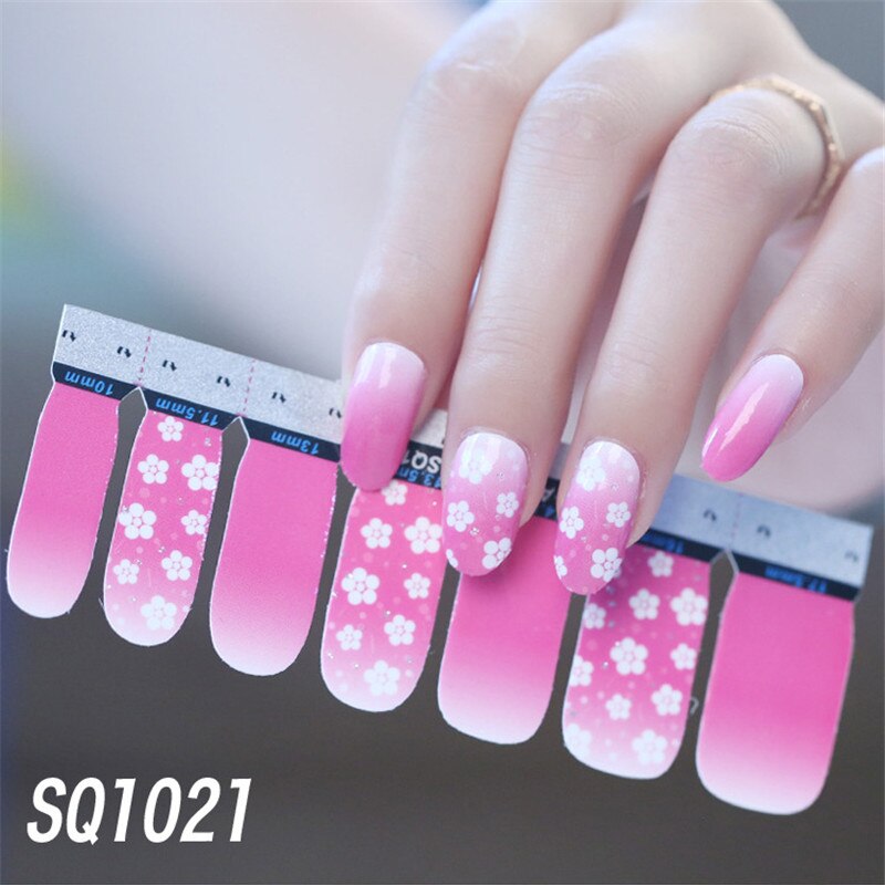 1sheet Korean Nail Polish Strips DIY Waterproof Nail Wraps Mixed Patterns Full Nail Patch Adhesive for Women Nail Art Stickers