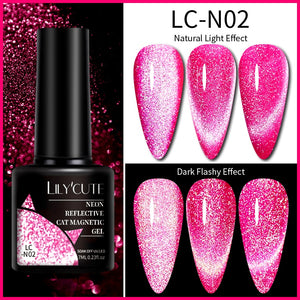 LILYCUTE 7ml 9D Reflective Cat Magnetic Gel Nail Polish Glitter Vernis Semi Permanent Soak Off Magnetic UV Gel Nail Art Gel