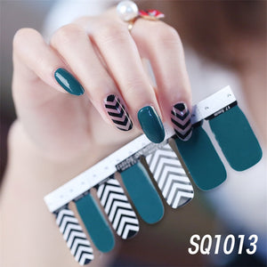 1sheet Korean Nail Polish Strips DIY Waterproof Nail Wraps Mixed Patterns Full Nail Patch Adhesive for Women Nail Art Stickers