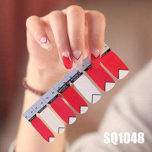 1sheet Korean Nail Polish Strips DIY Waterproof Nail Wraps Mixed Patterns Full Nail Patch Adhesive for Women Nail Art Stickers