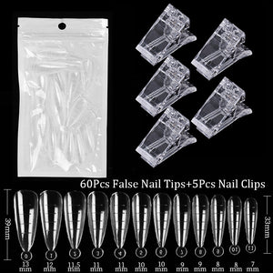 Acrylic Extension False Nail Tips Sculpted Full Cover Nail Tips Fake Finger UV Gel Polish Quick Building Mold Manicures Tool Set