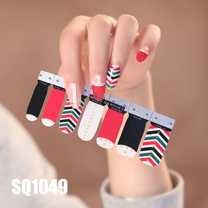 1sheet Korean Nail Polish Strips DIY Waterproof Nail Wraps Mixed Patterns Full Nail Patch Adhesive for Women Nail Art Stickers