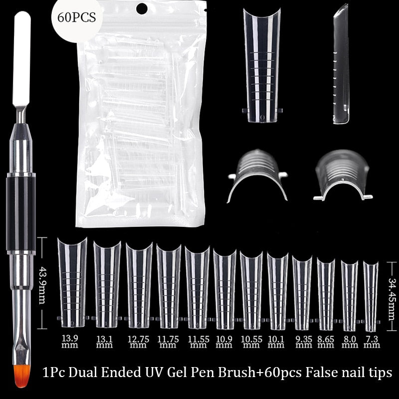 Acrylic Extension False Nail Tips Sculpted Full Cover Nail Tips Fake Finger UV Gel Polish Quick Building Mold Manicures Tool Set