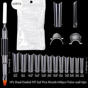 Acrylic Extension False Nail Tips Sculpted Full Cover Nail Tips Fake Finger UV Gel Polish Quick Building Mold Manicures Tool Set