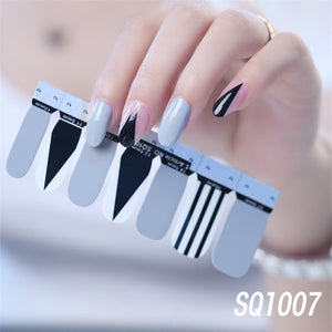 1sheet Korean Nail Polish Strips DIY Waterproof Nail Wraps Mixed Patterns Full Nail Patch Adhesive for Women Nail Art Stickers