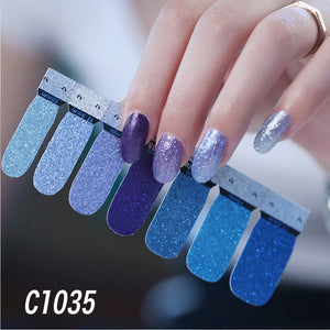 1sheet Korean Nail Polish Strips DIY Waterproof Nail Wraps Mixed Patterns Full Nail Patch Adhesive for Women Nail Art Stickers