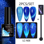 Load image into Gallery viewer, LILYCUTE 7ML 9D Cat Magnetic Gel Polish Set Semi Permanent Soak Off UV LED Glitter Nails Magnet Stick Black Gel Needed
