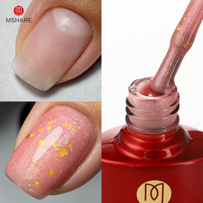 MSHARE Milky Pink Rubber Base Gel Glitter Camouflage Color Coat Nude Brown Soak Off Nails Gels Varnish Lacquer 10ml UV LED Gel