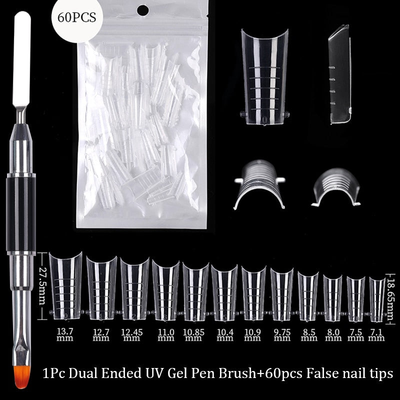 Acrylic Extension False Nail Tips Sculpted Full Cover Nail Tips Fake Finger UV Gel Polish Quick Building Mold Manicures Tool Set