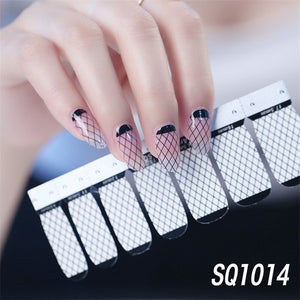 1sheet Korean Nail Polish Strips DIY Waterproof Nail Wraps Mixed Patterns Full Nail Patch Adhesive for Women Nail Art Stickers