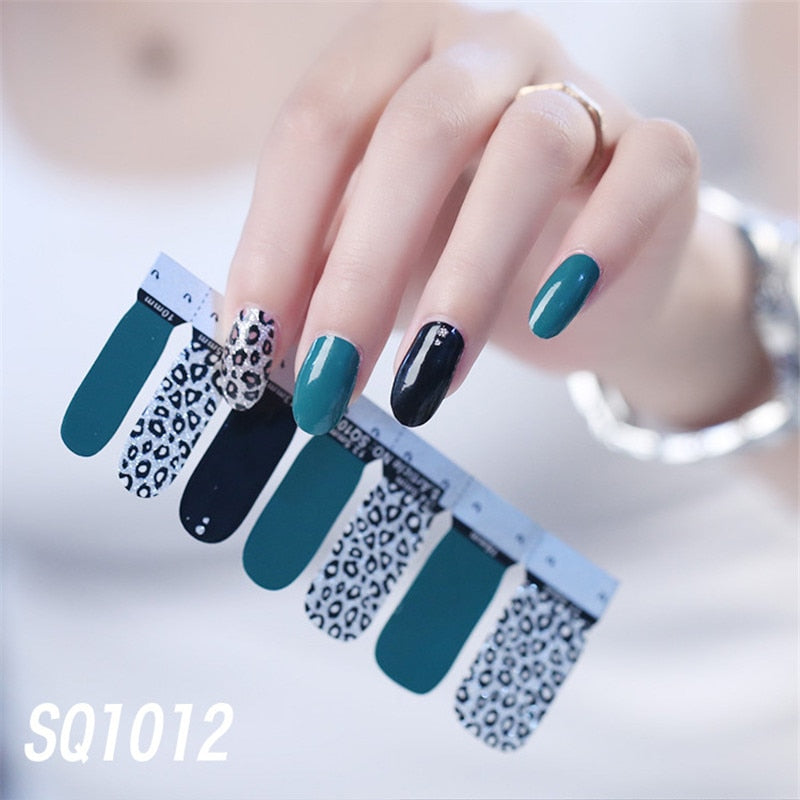 1sheet Korean Nail Polish Strips DIY Waterproof Nail Wraps Mixed Patterns Full Nail Patch Adhesive for Women Nail Art Stickers