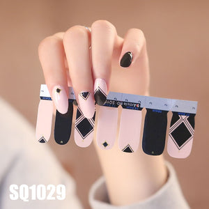 1sheet Korean Nail Polish Strips DIY Waterproof Nail Wraps Mixed Patterns Full Nail Patch Adhesive for Women Nail Art Stickers