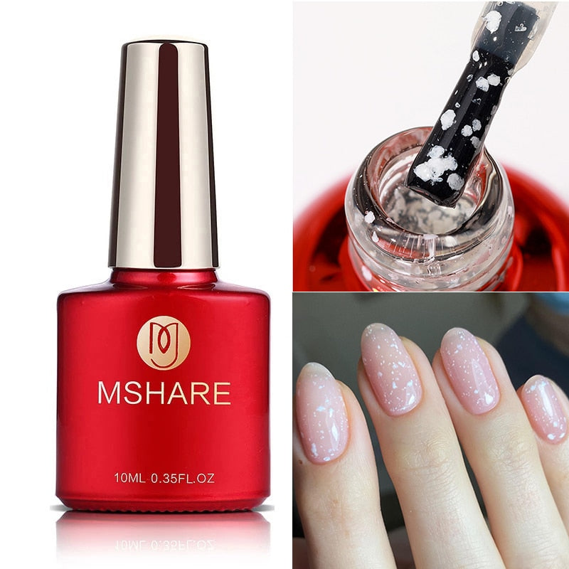 MSHARE Milky Pink Rubber Base Gel Glitter Camouflage Color Coat Nude Brown Soak Off Nails Gels Varnish Lacquer 10ml UV LED Gel