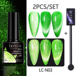 Load image into Gallery viewer, LILYCUTE 7ML 9D Cat Magnetic Gel Polish Set Semi Permanent Soak Off UV LED Glitter Nails Magnet Stick Black Gel Needed
