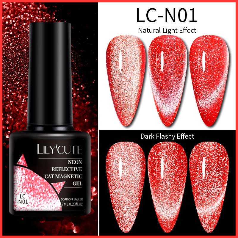 LILYCUTE 7ML 9D Cat Magnetic Gel Polish Set Semi Permanent Soak Off UV LED Glitter Nails Magnet Stick Black Gel Needed