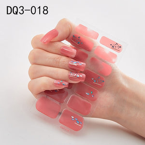 14pcs/sheet Glitter Gradient Color Nail Stickers Nail Wraps Full Cover Nail Polish Sticker DIY Self-Adhesive Nail Art Decoration