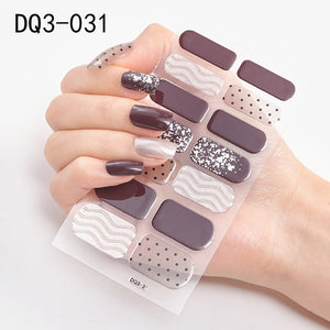 14pcs/sheet Glitter Gradient Color Nail Stickers Nail Wraps Full Cover Nail Polish Sticker DIY Self-Adhesive Nail Art Decoration