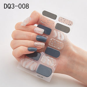 14pcs/sheet Glitter Gradient Color Nail Stickers Nail Wraps Full Cover Nail Polish Sticker DIY Self-Adhesive Nail Art Decoration