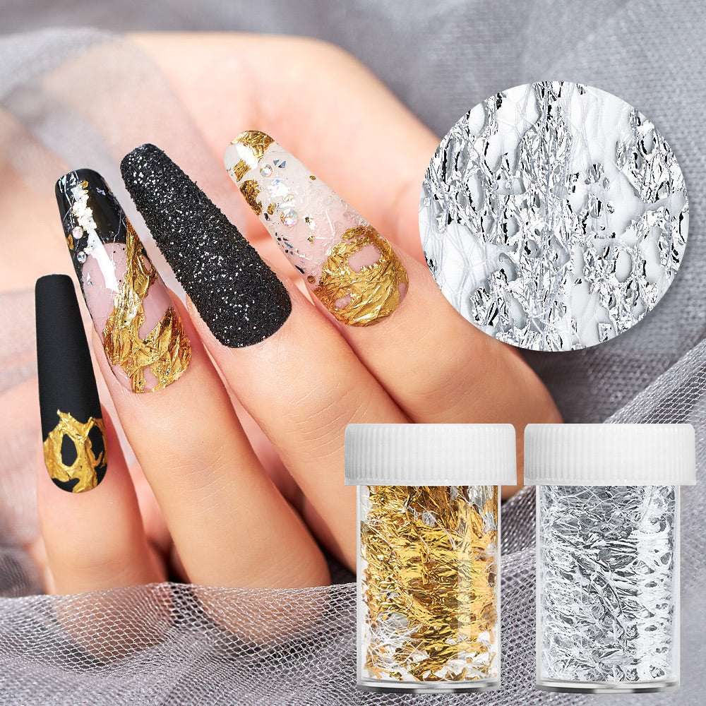 Nail Art Gold Foil Paper Sally Mesh Gold and Silver Foil Mesh Gold Thread