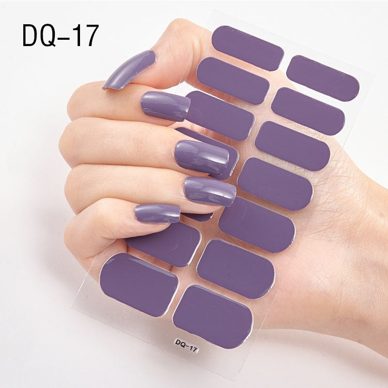 14pcs/sheet Glitter Gradient Color Nail Stickers Nail Wraps Full Cover Nail Polish Sticker DIY Self-Adhesive Nail Art Decoration