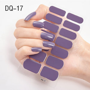 14pcs/sheet Glitter Gradient Color Nail Stickers Nail Wraps Full Cover Nail Polish Sticker DIY Self-Adhesive Nail Art Decoration