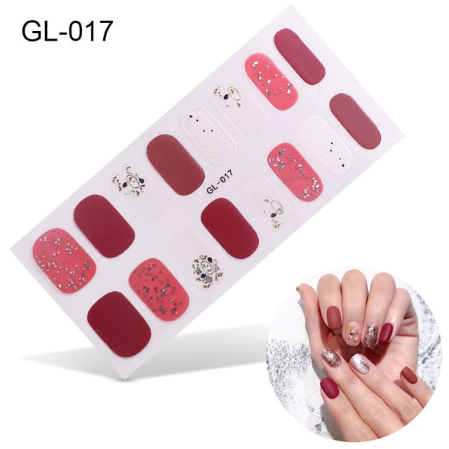 1 Sheet Glitter Series Powder Sequins Fashion Nail Art Stickers Collection Manicure DIY Nail Polish Strips Wraps for Party Decor