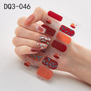 14pcs/sheet Glitter Gradient Color Nail Stickers Nail Wraps Full Cover Nail Polish Sticker DIY Self-Adhesive Nail Art Decoration