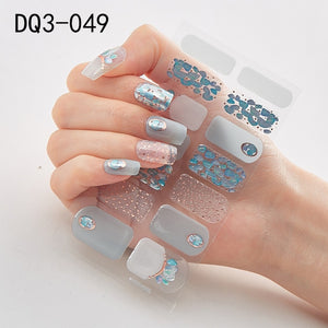 14pcs/sheet Glitter Gradient Color Nail Stickers Nail Wraps Full Cover Nail Polish Sticker DIY Self-Adhesive Nail Art Decoration