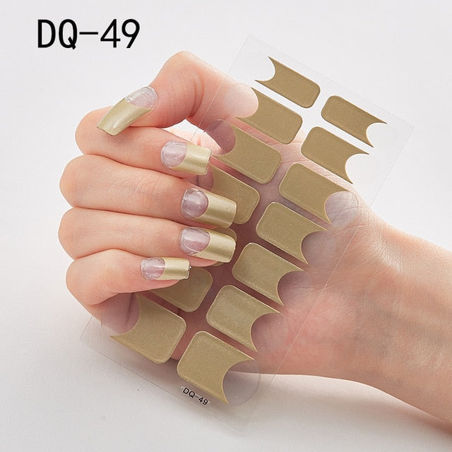 14pcs/sheet Glitter Gradient Color Nail Stickers Nail Wraps Full Cover Nail Polish Sticker DIY Self-Adhesive Nail Art Decoration