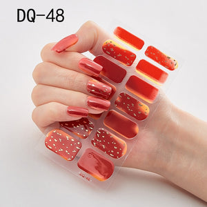 14pcs/sheet Glitter Gradient Color Nail Stickers Nail Wraps Full Cover Nail Polish Sticker DIY Self-Adhesive Nail Art Decoration