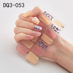 14pcs/sheet Glitter Gradient Color Nail Stickers Nail Wraps Full Cover Nail Polish Sticker DIY Self-Adhesive Nail Art Decoration