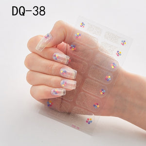 14pcs/sheet Glitter Gradient Color Nail Stickers Nail Wraps Full Cover Nail Polish Sticker DIY Self-Adhesive Nail Art Decoration