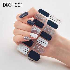 14pcs/sheet Glitter Gradient Color Nail Stickers Nail Wraps Full Cover Nail Polish Sticker DIY Self-Adhesive Nail Art Decoration